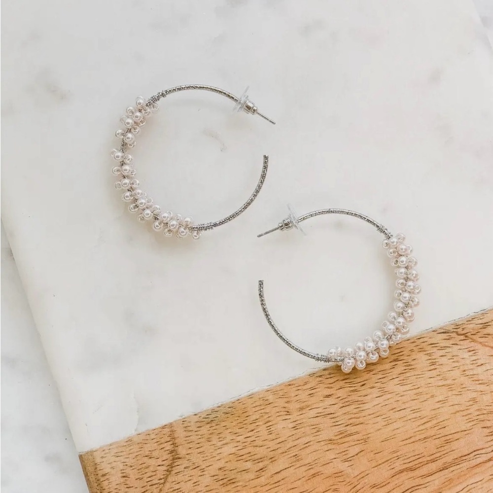 Elegant Silver and Pearl Hoop Earrings